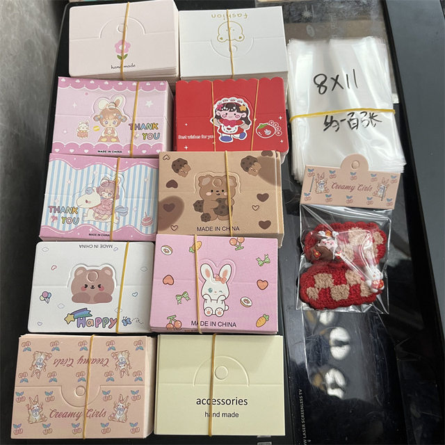 Medium size 8MM folded with hanging head packaging card head 8*6cm jewelry card diy accessories hang tag cardboard bag