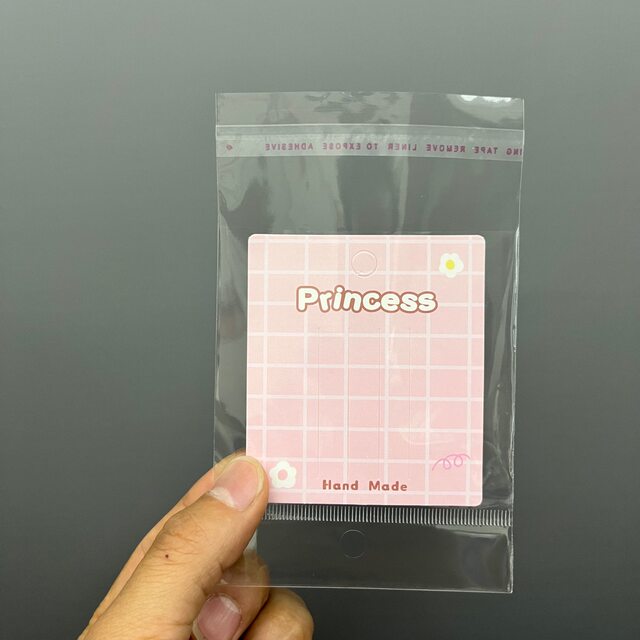 Blue fashion hairpin packaging cardboard princess pink plaid DIY hair accessories card tag
