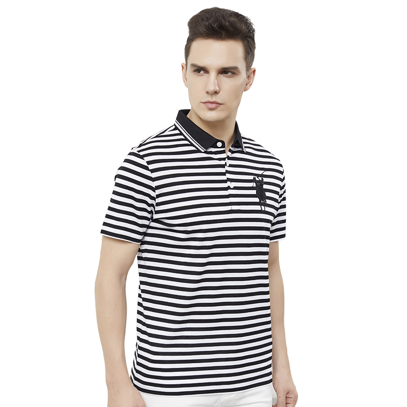 Huadi Kani ngắn tay áo T-Shirt 2019 Summer 2019 mới ngắn SleeveMen Lập sọc Business Casual áo Polo