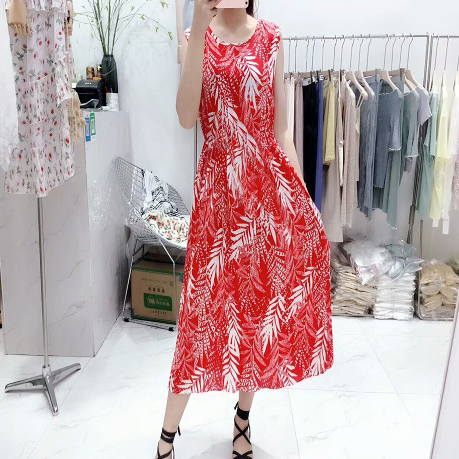 Mùa hè cotton silk dress vest dress hoa nữ bãi biển váy kỳ nghỉ bên bờ biển bohemian cotton silk dress