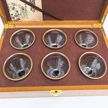 High-end jianzhan tea set 6 cups gift box for girls