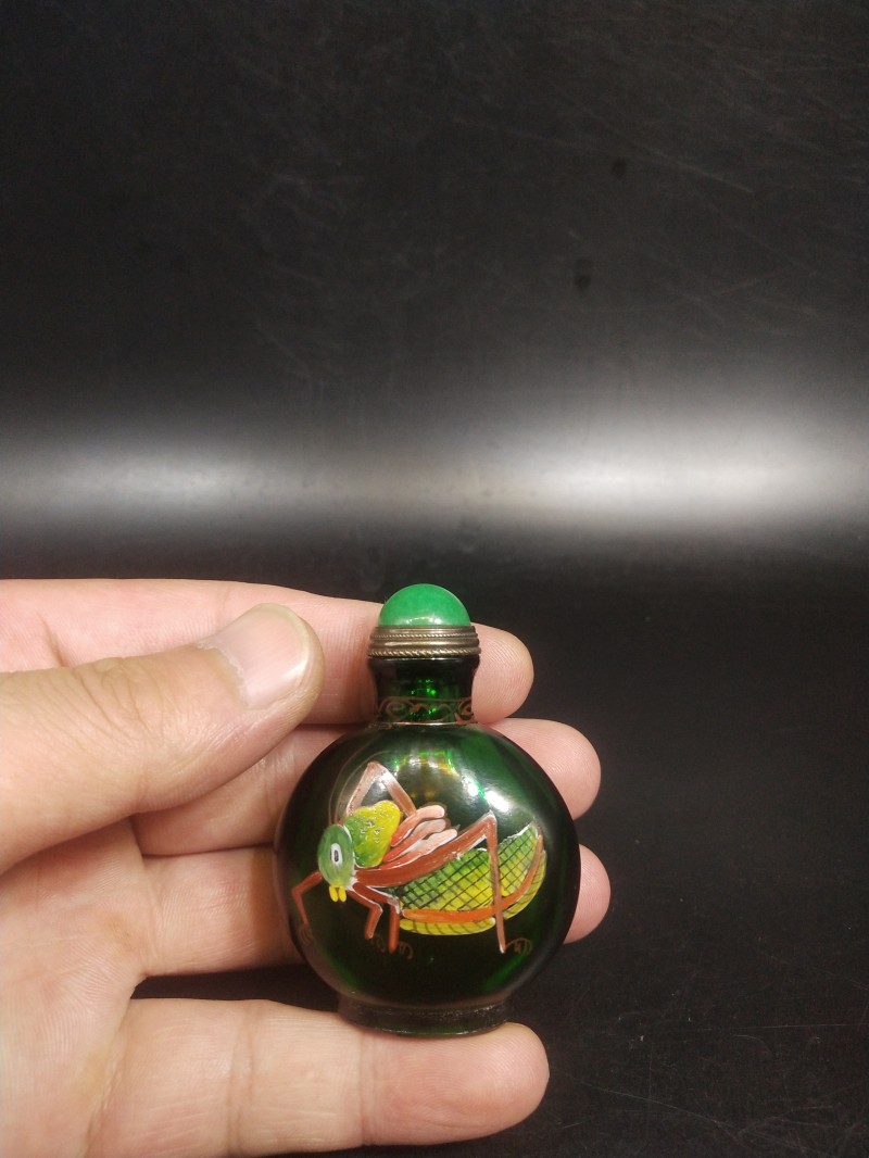 Boantique Shelf Home Tea Art Swing Piece Green Blue Glazed Hand-colored Drawing Kars Practical Snuff Pot Imitation Antique