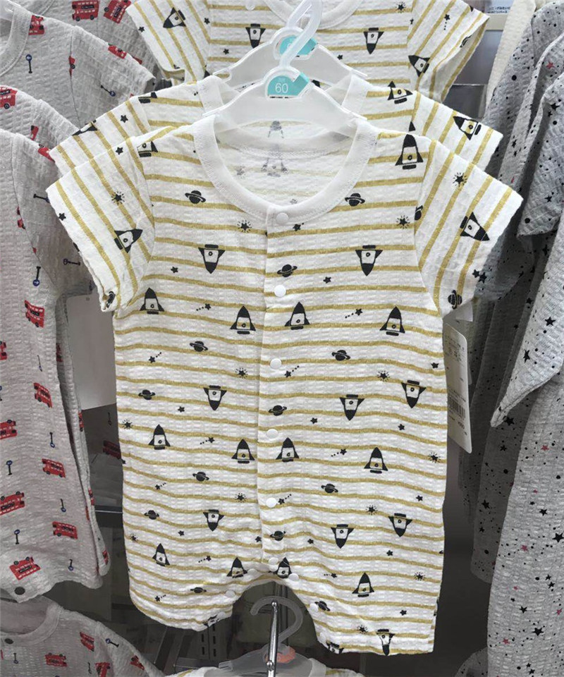 Nhật Bản Akajia / akachan babyiesies bé romper mùa hè ngắn tay cotton quần áo trẻ em - Áo liền quần quần áo trẻ em cao cấp