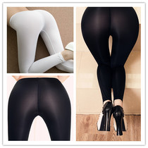Sexy Temptation Easy Walking Light Silk Slip Elastic Pants Outside Wearing Thin-Perspective Tight Fit Underpants Sex Yoga Long Pants Woman