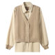 ເສື້ອຢືດ splicing ປອມສອງສິ້ນ tops ຂອງແມ່ຍິງຄົນອັບເດດ: ລະດູໃບໄມ້ປົ່ງໃສ່ພາກຮຽນ spring 2024 ໃຫມ່ແລະດູໃບໄມ້ລົ່ນ knitted cardigan sweater vest