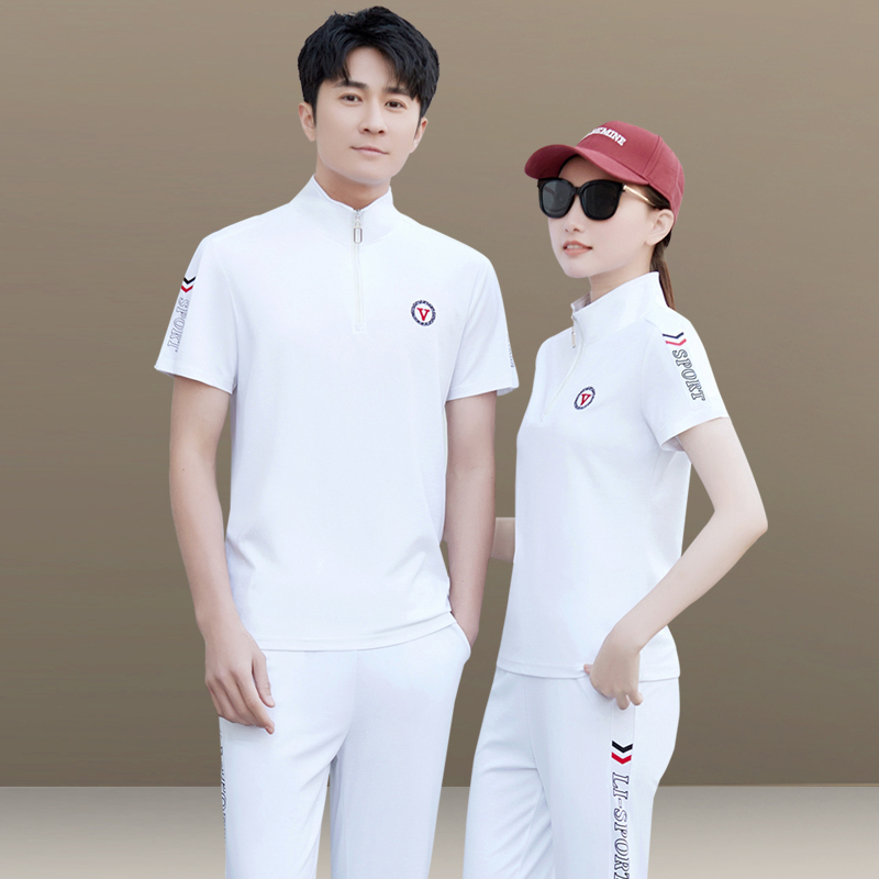 Sports Suit Men's Summer Couple Sportswear Men's and Women's Same Style Sportswear Two-Piece Short-Sleeved Thin Casual Wear
