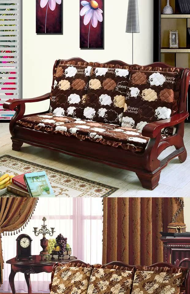 Đệm đơn gỗ gụ đệm đệm chống trượt xốp với tựa lưng mảnh gỗ ghế đệm gỗ rắn kết hợp sofa tấm trải ghế sofa mùa hè