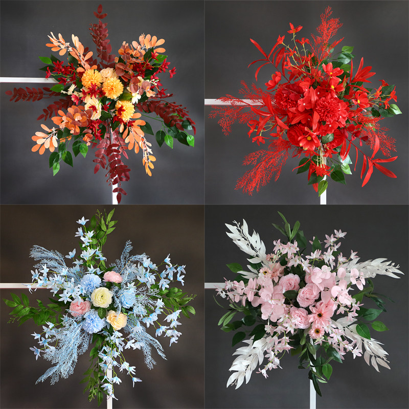 Wedding Wrought iron geometric road flower point decoration Forest lawn Wedding scene decoration flowers Stage background hanging flowers