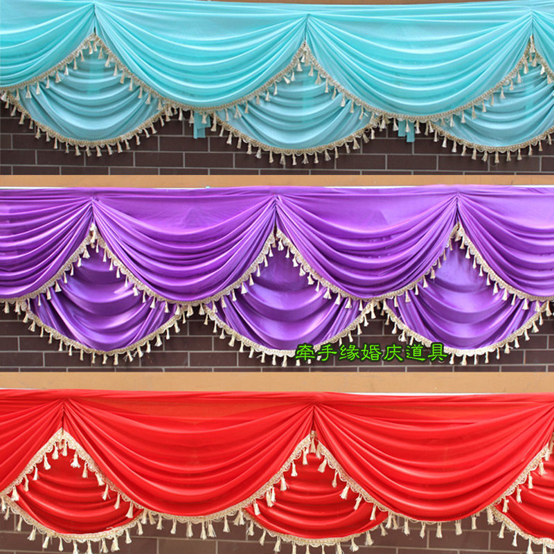 New wedding background gauze curtain head curtain head 4S shop shopping mall celebration layout water curtain staircase handrail decoration cloth curtain