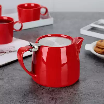 Ceramic teapot Hotel dining room color glaze tea with filter Nordic lead-free single pot Office household coffee exquisite