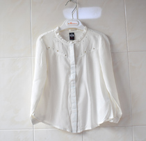 High 95-125 wear foreign trade childrens clothing girls lace collar highlight long sleeves white shirt shirt shirt top spring and summer model