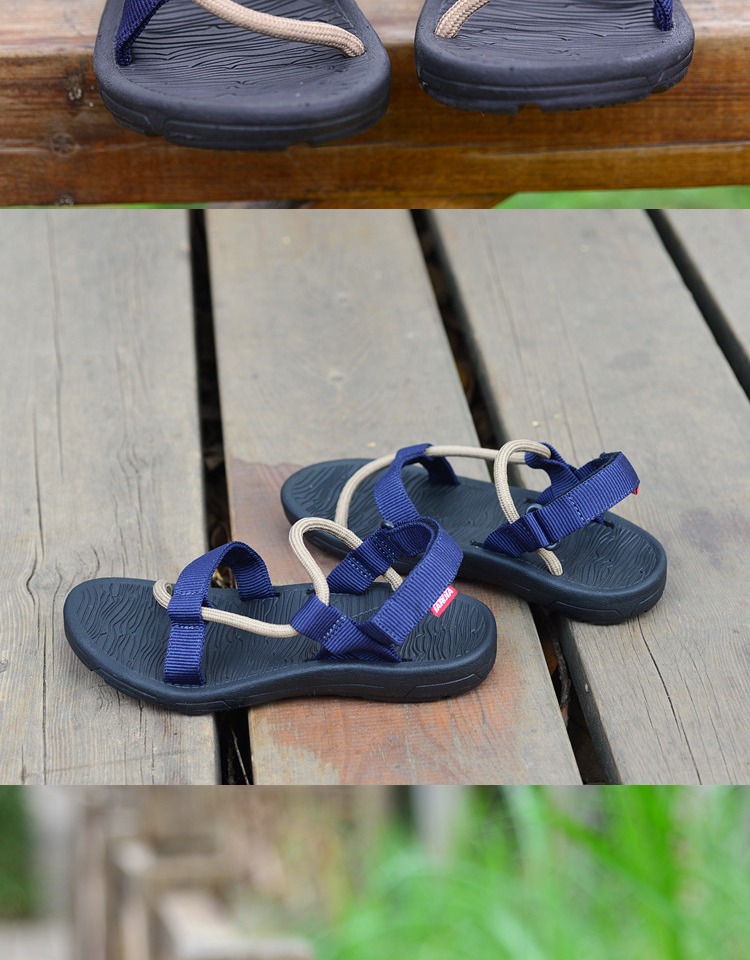 Dép nam đế mềm phiên bản Hàn Quốc của giày thủy triều Giày đi biển Velcro một đôi hai mang thoải mái boot nam