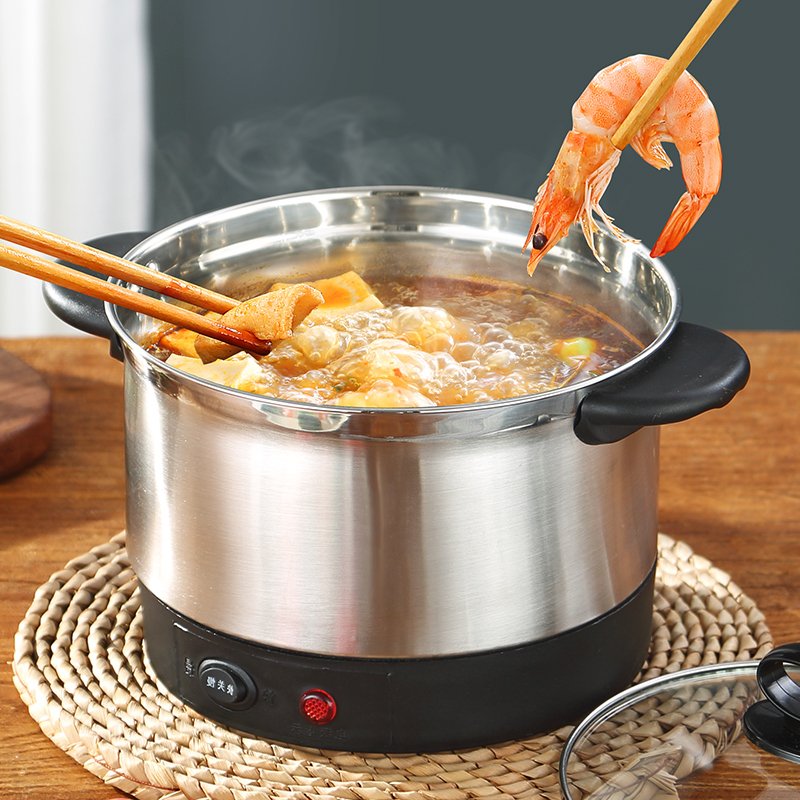 Stainless steel multi-function fast cooking pot mini student dorm small electric cooking cooker small power hot pot