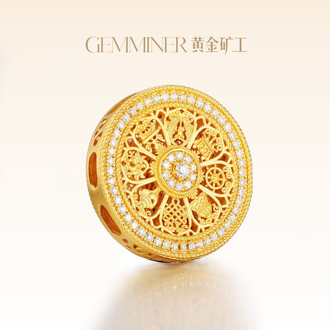 黄金矿工足金八宝罗盘钻石吊坠：💎宝藏女孩的时尚投资新宠！✨-黄金镶钻吊坠-淘宝好物网