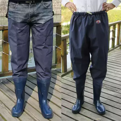 Slot pants half thick rain pants waterproof pants fishing one-body fish pants fishing leather fork wading clothes wear-resistant