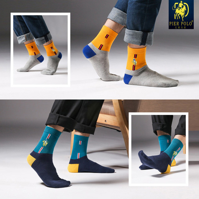ຖົງຕີນ PIERPOLO ຖົງຕີນກາງ-calf ຂອງຜູ້ຊາຍໃນລະດູໃບໄມ້ປົ່ງແລະດູໃບໄມ້ລົ່ນຖົງຕີນຍາວ deodorant sweat-absorbent socks ກິລາ socks ທີ່ມີສີສັນສົດໃສ trendy ຖົງຕີນຝ້າຍຕັດສູງ.