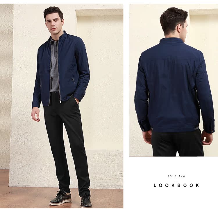 Áo khoác nam màu đỏ đậu mùa thu Mới kinh doanh giản dị Đơn giản đứng cổ áo Slim Windproof Men Jacket 042S vest nam đẹp