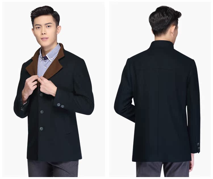 Dưới] áo khoác nam màu đỏ đậu mùa thu đông mới kinh doanh đơn giản thời trang giản dị áo len mỏng áo khoác 001S áo khoác nam kaki