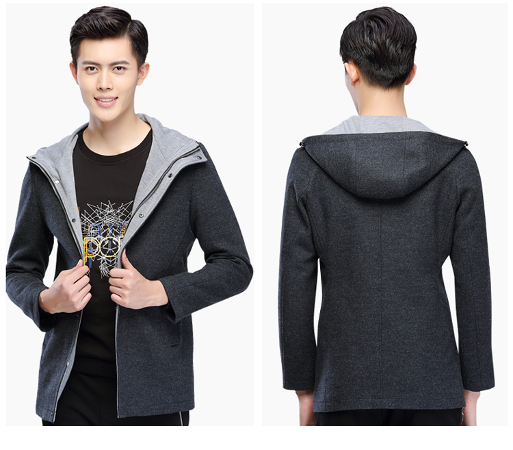 [Đặc biệt cung cấp] đậu đỏ nam mỏng trùm đầu áo Hàn Quốc Slim thanh niên len áo triều nam 2052 áo bomber