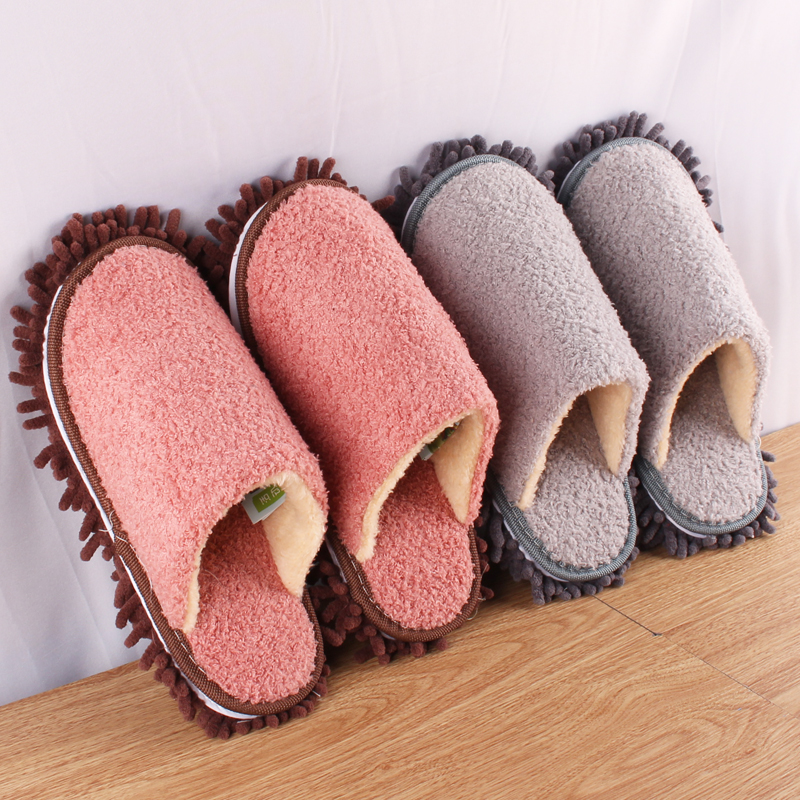 Thickening Lovers SOUTH KOREA SLOTH PEOPLE RUB FLOOR SHOES HOME SILENT SHOES DETACHABLE WASHABLE KITCHEN CLEANING SLIPPERS CAN BE DETACHED FOR WINTER