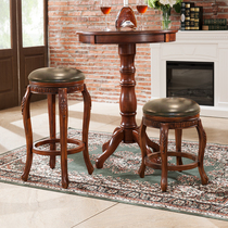 Solid wood bar stool bar chair high stool leather rotating bar stool bar stool American solid wood bar chair home bar chair