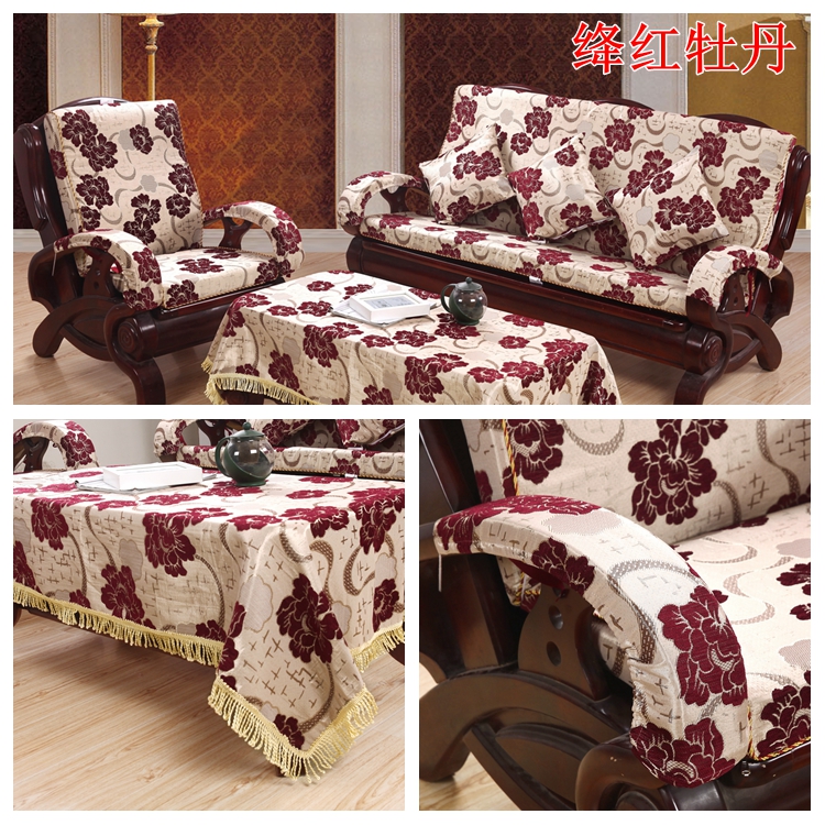 Trung Quốc duy nhất ba màu đỏ rắn gỗ sofa đệm đệm đệm với tựa lưng trượt- trên miếng bọt biển mùa xuân và mùa thu mùa đông ghế đệm