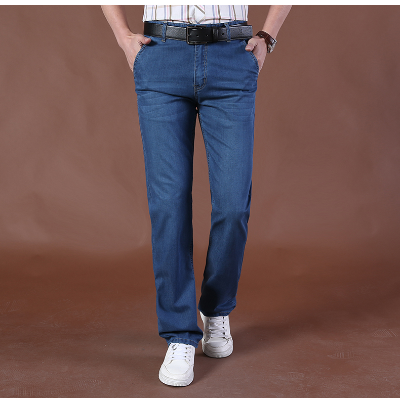 Mùa hè 2019 nam mỏng phần Jeep khiên nam jeans béo nam quần thẳng cỡ lớn eo giữa quần dài thủy triều - Quần jean quần jean nam hàng hiệu