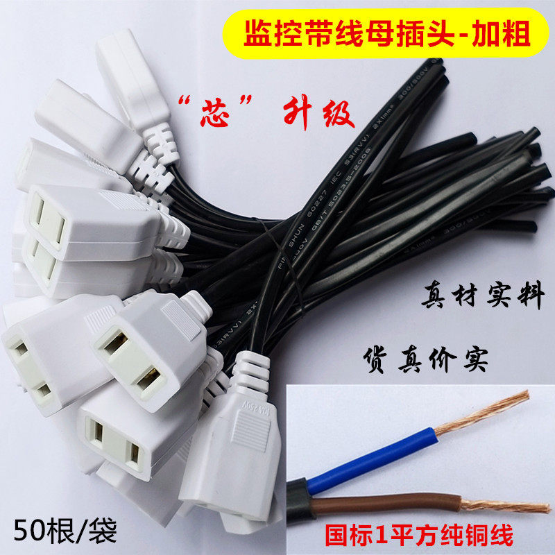 Female plug with wire 1 square 2 hole female plug 1.0 square female plug monitoring waterproof box power plug 220V