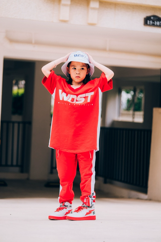 Wildstyle đỏ quần lót thêu hiphop bboy trang phục trẻ em - Trang phục