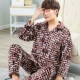 Mùa thu và mùa đông dày lên flannel đồ ngủ nam đặt XL lông cừu san hô phục vụ nhà thanh niên trung niên đồ pijama nam trung niên