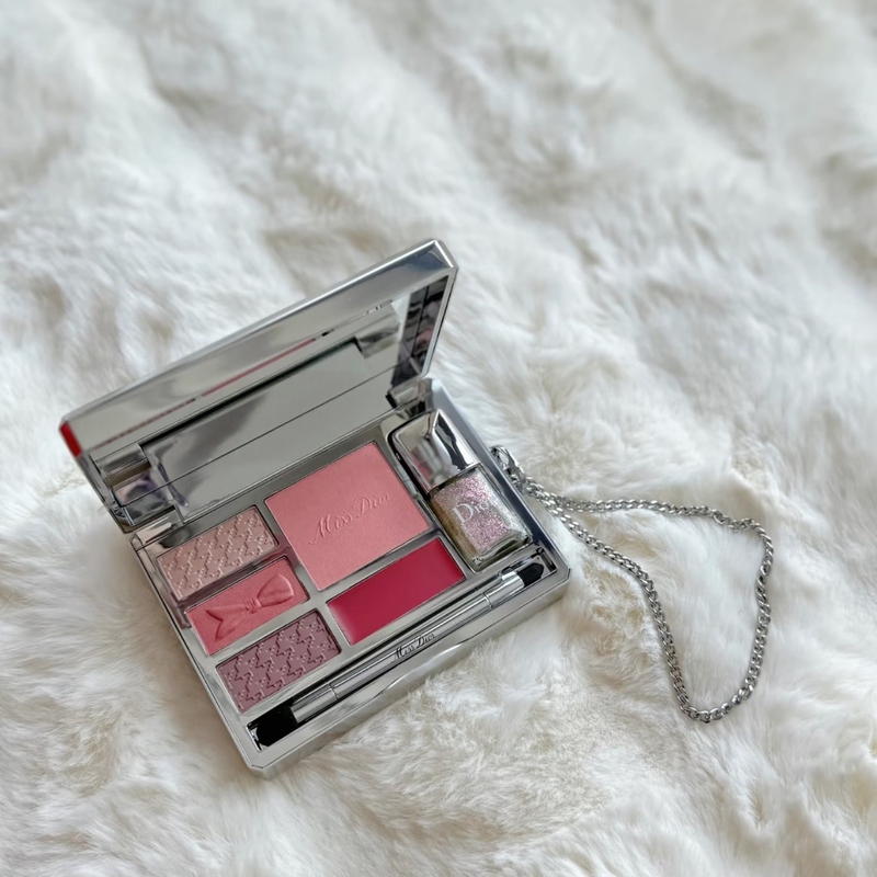 In-Stock Japan Dior 2022 Miss Dior Limited Edition Bow Makeup Palette Eyeshadow Blush Lipstick Nail Polish