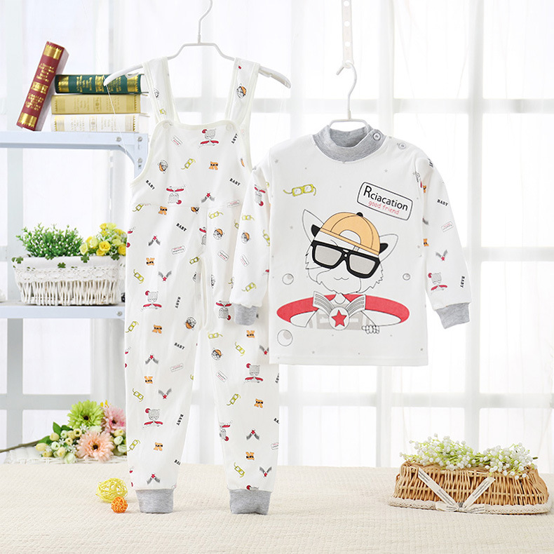 Chàng trai và cô gái cotton mở bib phù hợp với trẻ em cotton mùa thu quần dài quần bé chăm sóc bụng lưng quần pyjama quần áo trẻ con