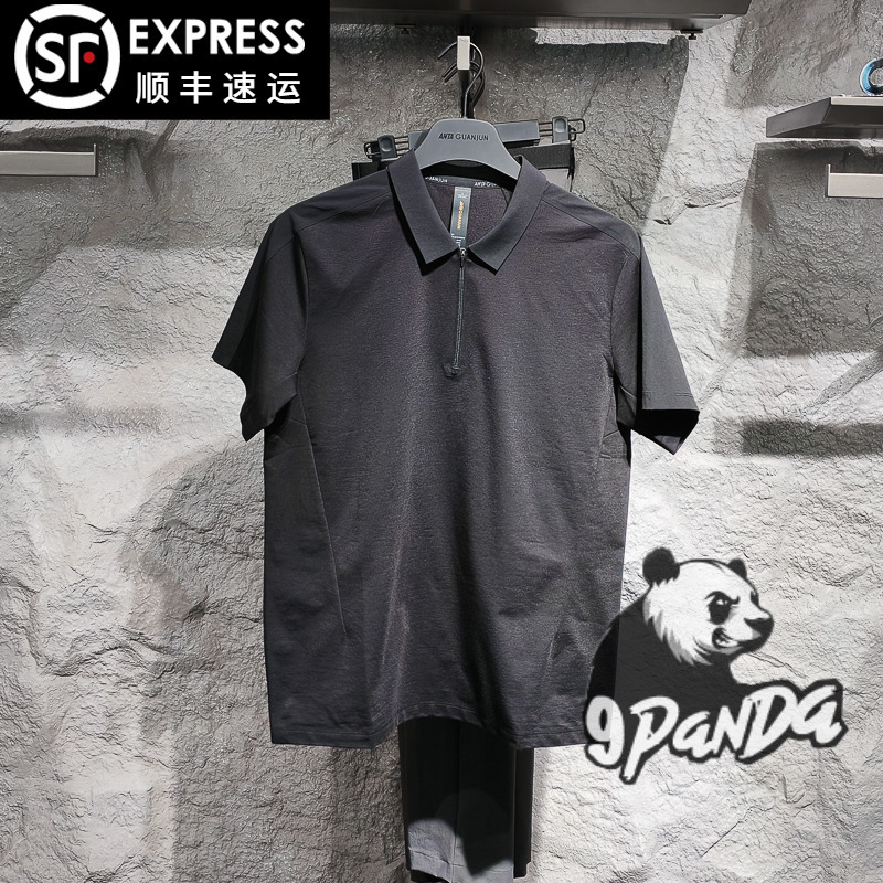 Anta Champion Men's Business Polo Shirt Antibacterial Sports Fabric Black Short Sleeve Top T-Shirt 152520131