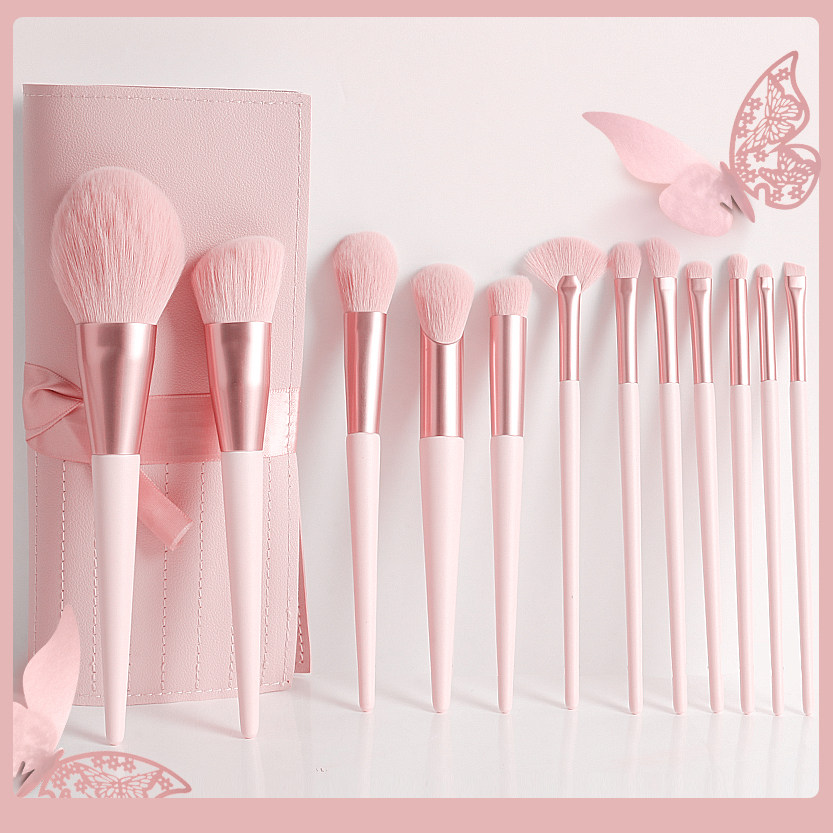 Heart Makeup Brush Set 12 Portable Beginner Set Brush Loose Powder Blush Eye Shadow Foundation Super Soft Brush Cangzhou