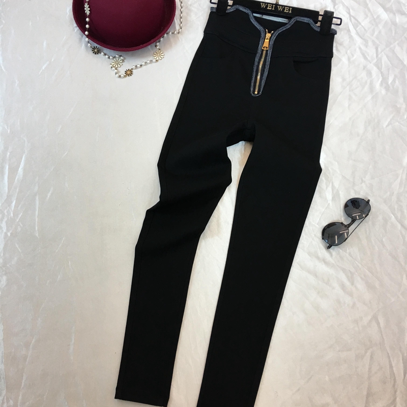 2018 thu mới thun cao eo thon dây kéo thon gọn bó sát quần jeans nữ legging quần âu quần áo bộ thu đông nữ đẹp