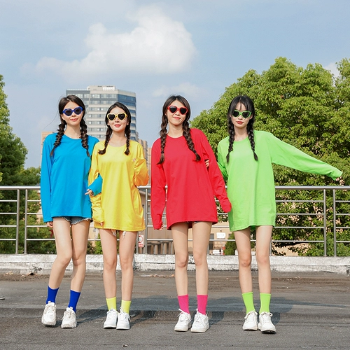 Осенний цветной лонгслив, хлопковая футболка, рубашка, для подружки невесты