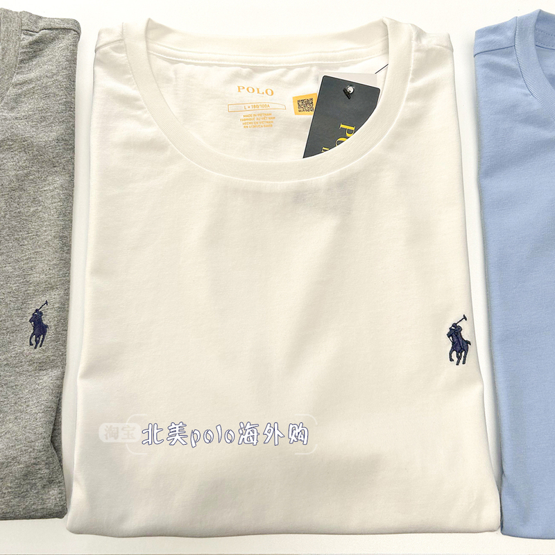 North American Ralph Lauren Paul Short-Sleeve T-Shirt for Men, Casual Crew Neck, 2026 New Model, Pure Cotton T-Shirt for Summer