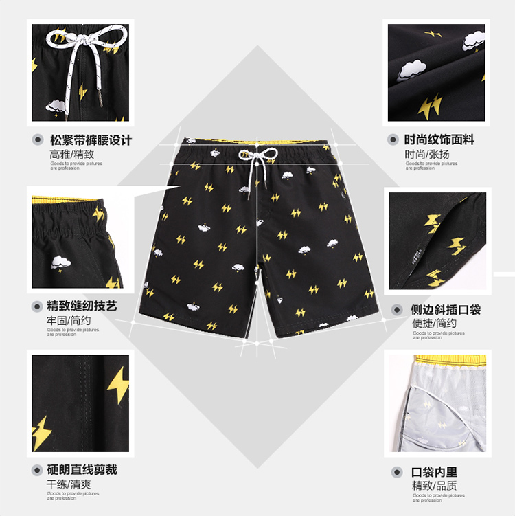 Quần đi biển cho nam nhanh khô quần rộng kích thước rộng Quần short giản dị Quần năm quần lớn 衩 nam triều có viền đen 	mua quần đi biển	