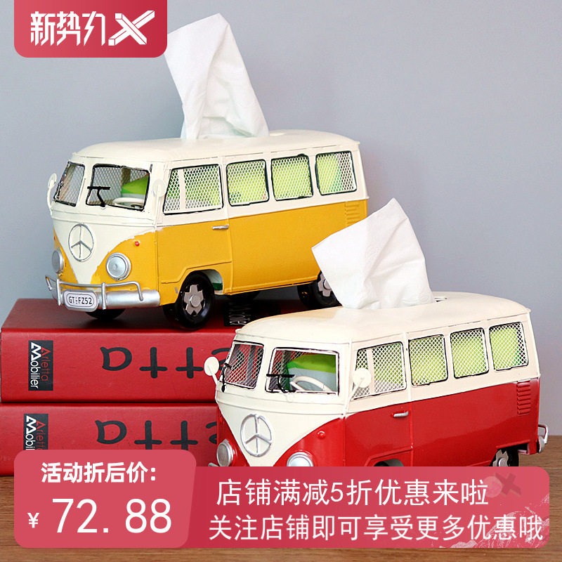 Nordic Light Extravaganza Hand Simulation Beetle Car Fos Bus Model Paper Towel Box Living Room Home Toilet Paper Box