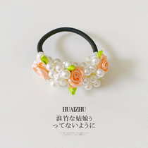 Pearl rose flower hair ring ins handmade hair ornaments 2021 new Korean hair rope female girl sense rubber band summer