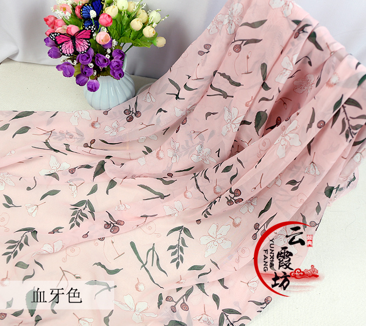 50D in vải voan phong cách Trung Quốc in Georgette váy mùa xuân và mùa hè quần chân rộng blouse ống kính siêu nhỏ vải - Vải vải tự làm vải thun 4 chiều