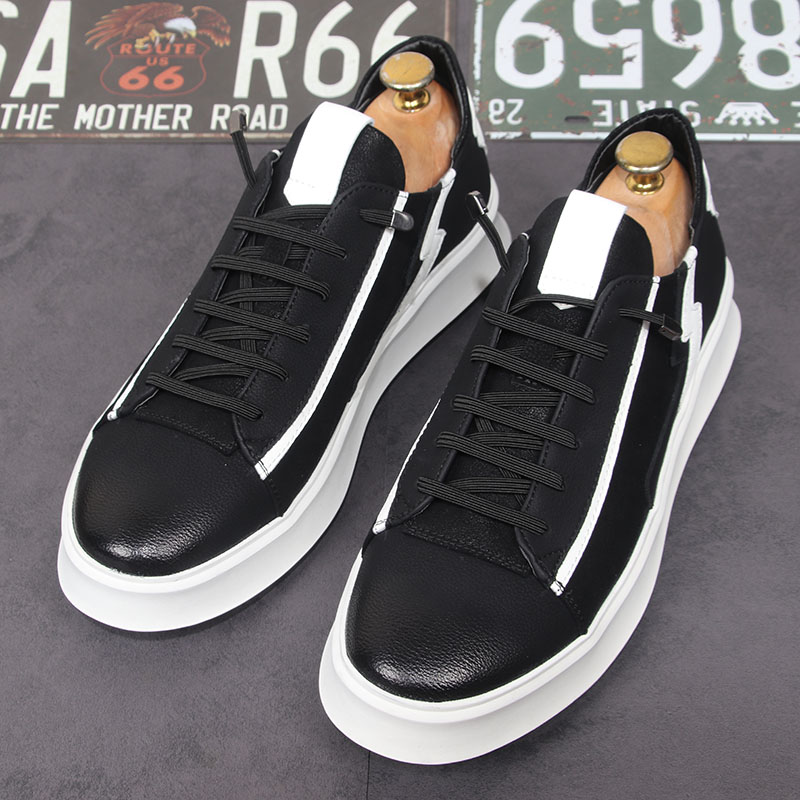 New product European and American trendy shoes heightening thick bottom sports hip-hop men's shoes black white bottom personality youth all-match slip-on shoes