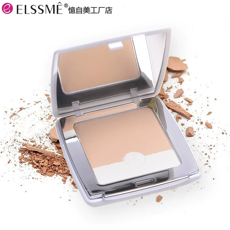Elssme gợi nhớ vẻ đẹp của việc kiểm soát dầu, chống mồ hôi, tuyết, phấn phủ hai tông màu rạng rỡ hai trong một làm trắng và sáng trang điểm hai màu nude - Bột nén
