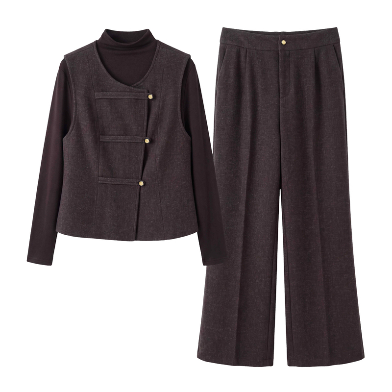 Mall Women's Clothing 2026 Autumn Fashion F36C232 Stylish and Elegant Vest, Base Shirt, and Long Pants Three-Piece Set for Women Mall Women's Clothing 2026 Autumn Fashion F36C232 Stylish and Elegant Vest, Base Shirt, and Long Pants Three-Piece Set for Women