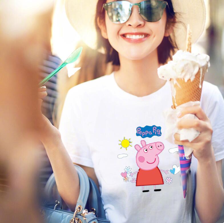 Dịch vụ lớp học tùy chỉnh mẫu giáo cha mẹ-con mặc mùa hè gia đình ba hoặc bốn áo thun tay ngắn lợn Peggy quần áo sành điệu cho be gái