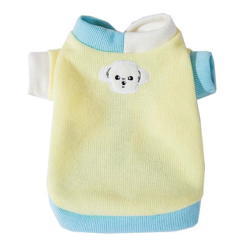 Милый вязаный кардиган контрастного цвета для собаки Бишон Фризе Померанский шпиц Шнауцер маленькая собачка Тедди весенне-летняя тонкая одежда