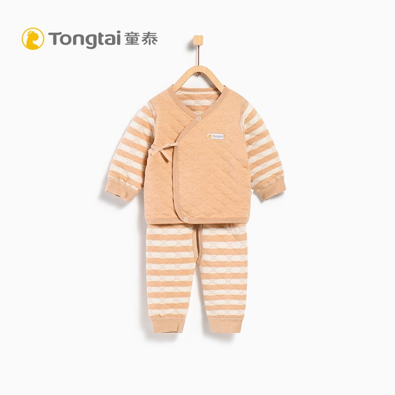 Tongtai newborn clothes 0-3 months plus cotton newborn baby thermal underwear suit monk clothing autumn and winter