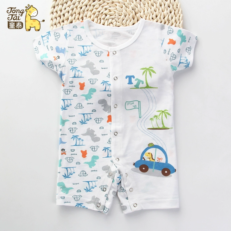 Tong tai mùa hè bé ngắn tay bông đa dạng của quần áo bé romper jumpsuit [200-100]