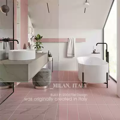 ins dirty pink all-porcelain macaron tile floor tiles dreamy Nordic style dressing room wall tiles pure white kitchen tiles