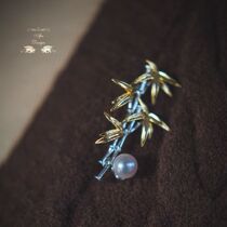 Bamboo Brass Different Plating Plated Gold Seiko Bamboo Festival Natural Pearl and Tian Jade Brrack Needle